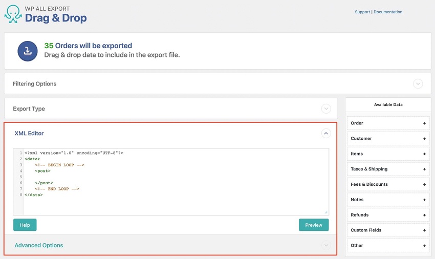 Custom XML Editor Advanced Order Export for WooCommerce