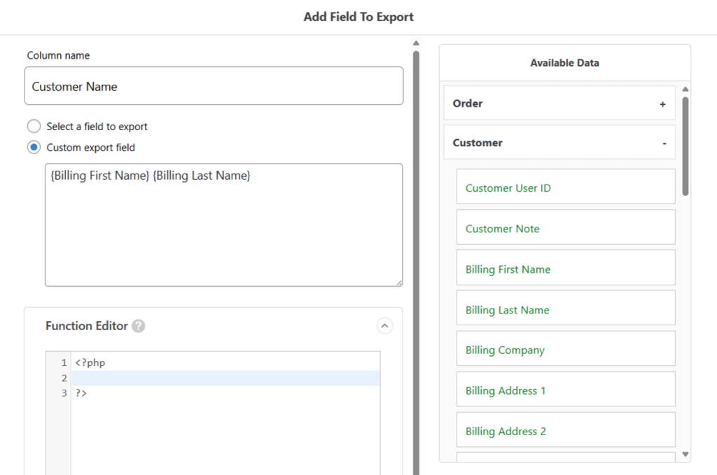 combine multiple order fields into one