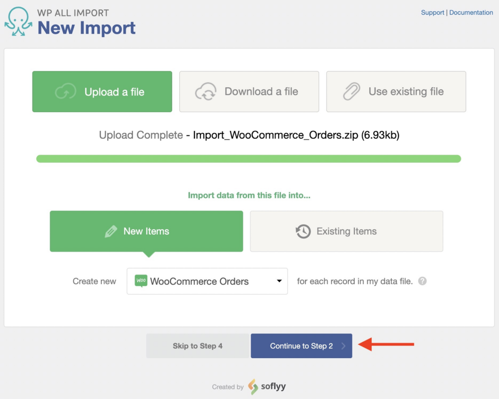 Upload order file to import on the destination website