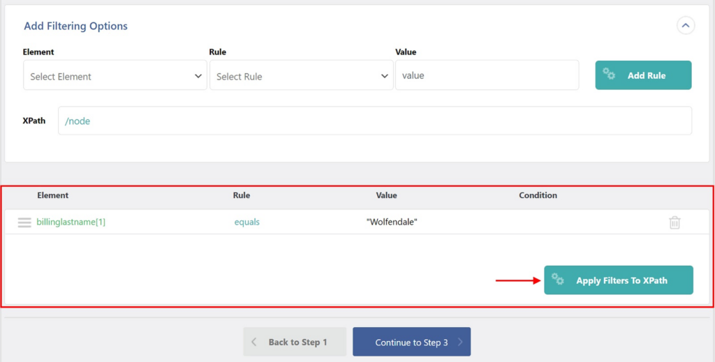 Apply filters to incoming order data