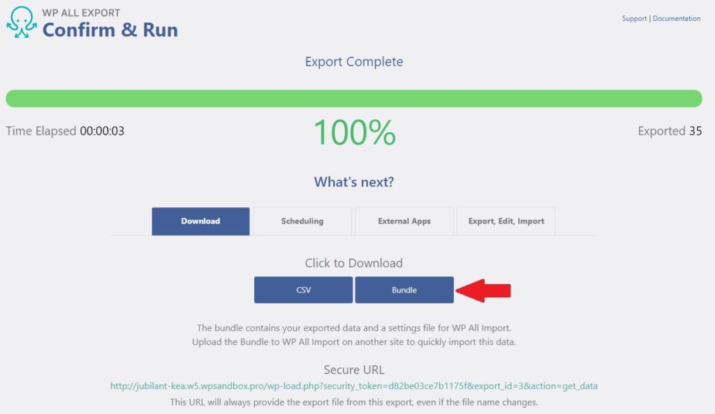 Click Bundle option to migrate order data