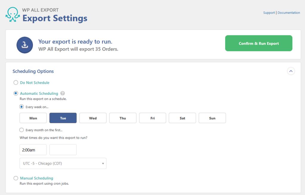 schedule your exports using automatic export feature