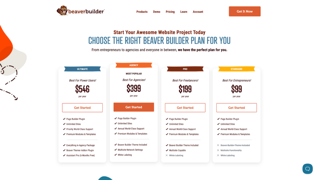 Beaver Builder pricing plans