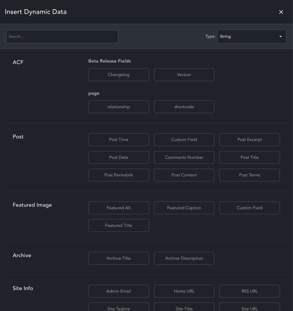 Breakdance dynamic data options