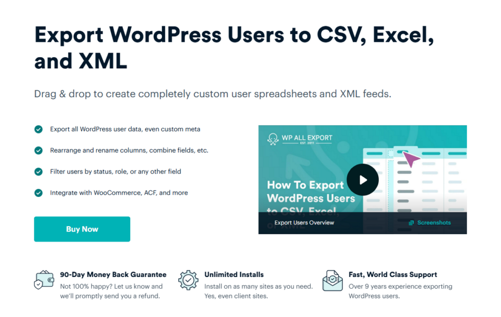 Export WordPress users using WP All Export