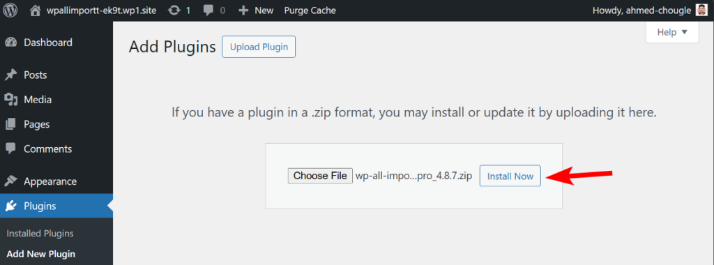 Install WP All Import plugin