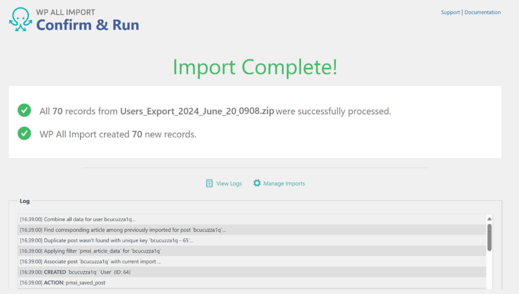 migration complete confirmation