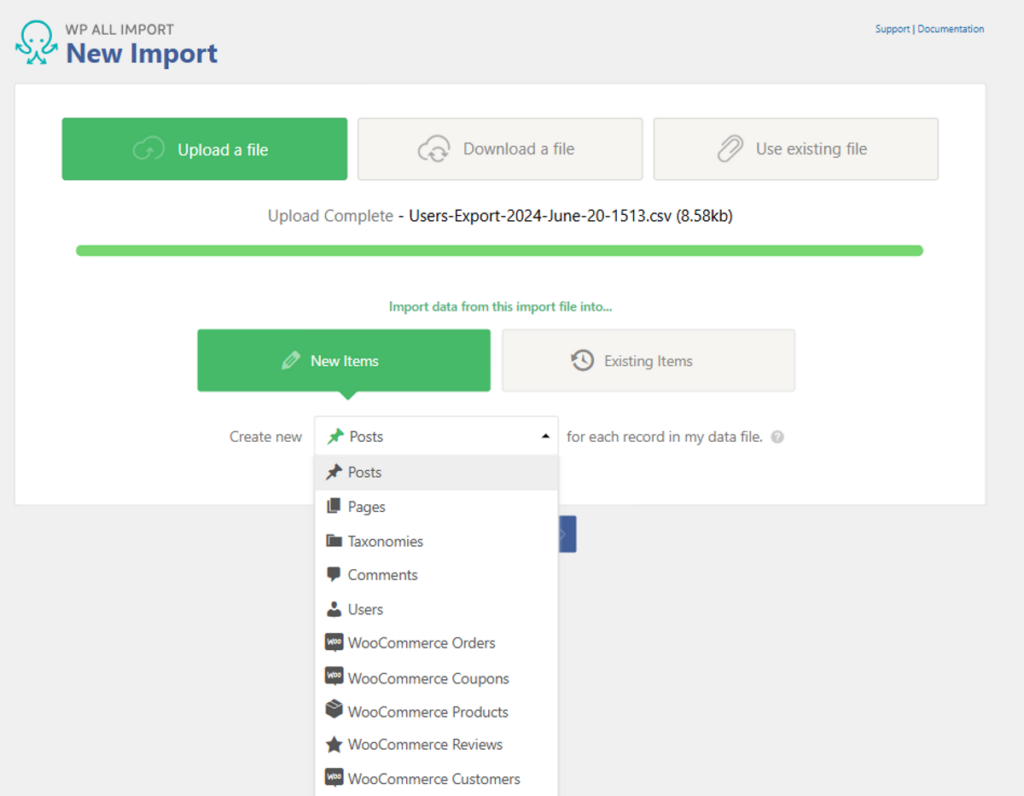 import other data types into WordPress