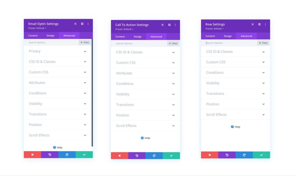 Advanced tab in the module settings