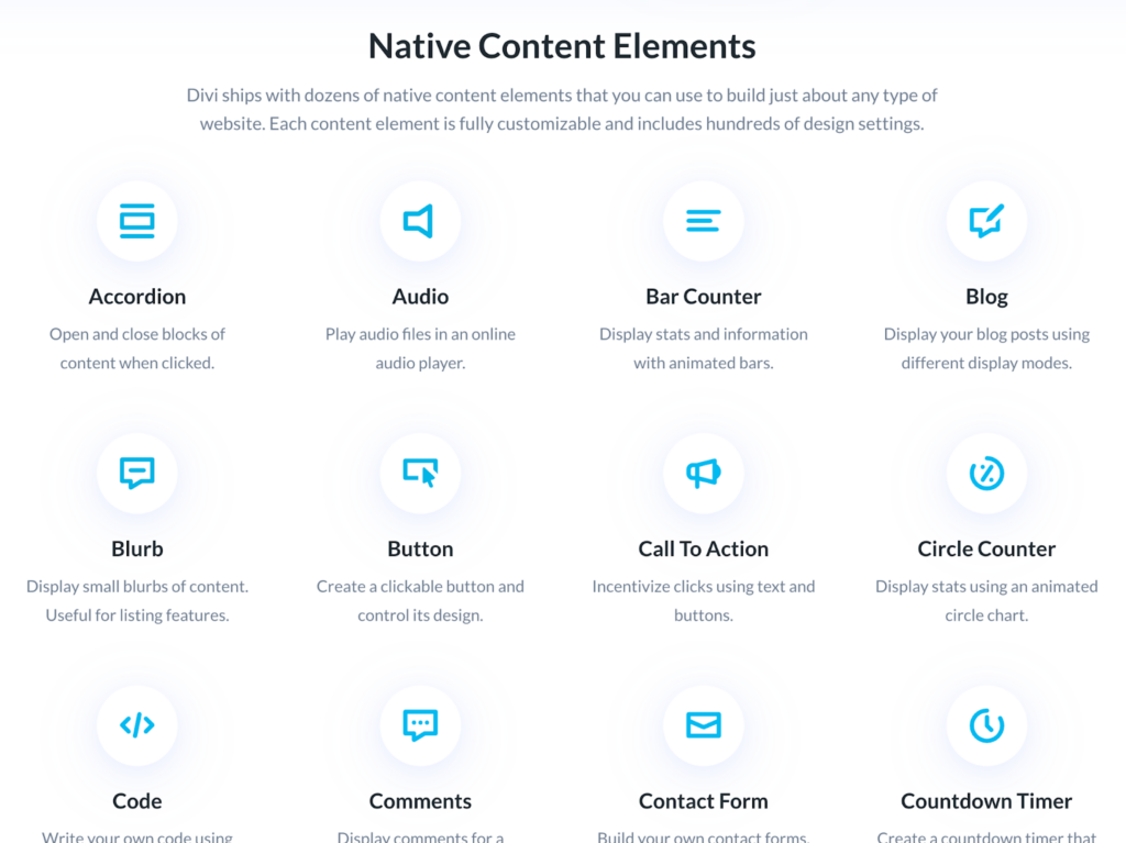 Divi included Modules