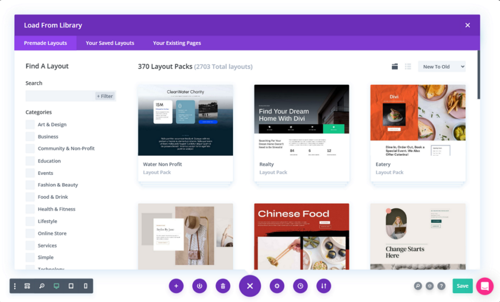 Divi template library