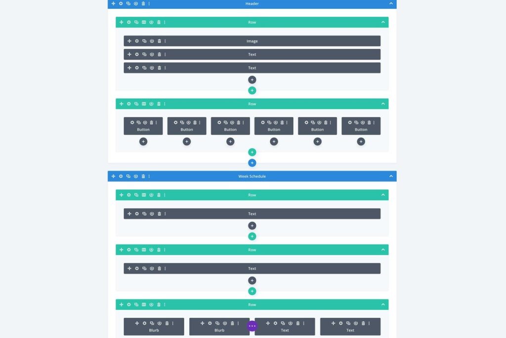 Divi wireframe layer view