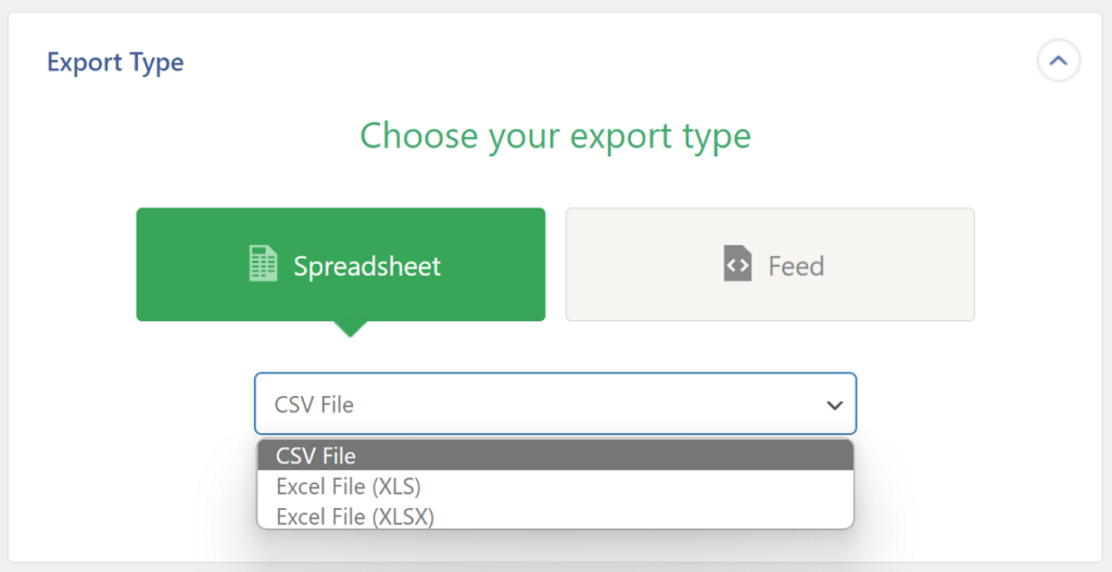 change export product file type