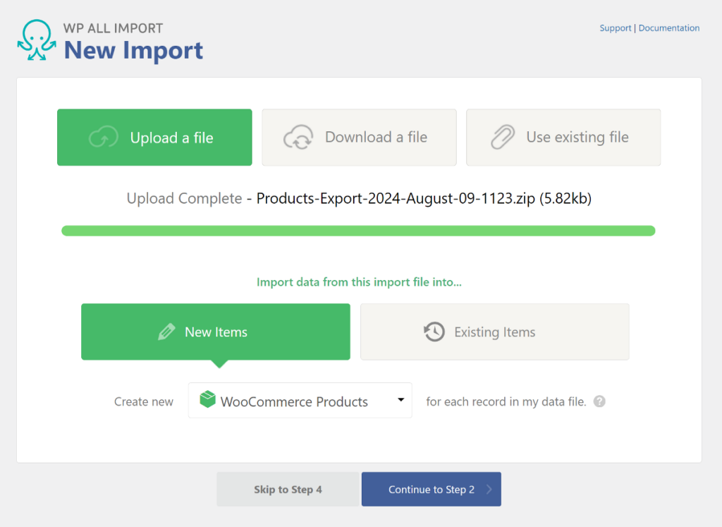 upload the product bundle file