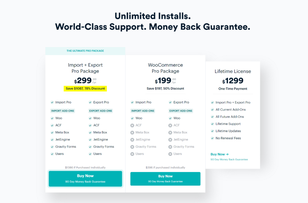 woo export and import pricing plans