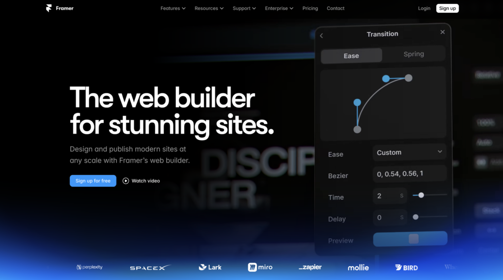 Framer homepage