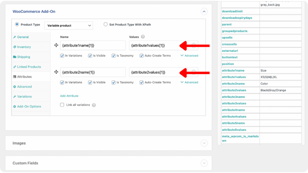 Map Attributes Section WP All Import