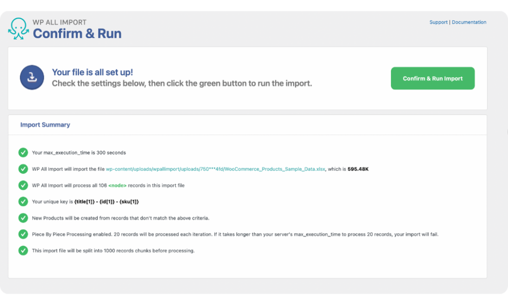 Review product import with categories settings