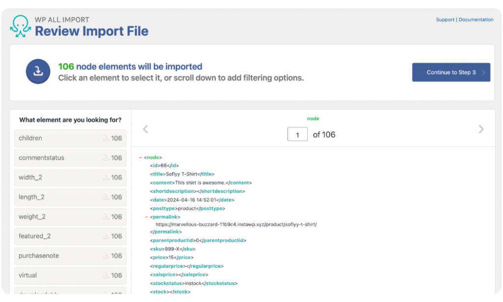 Review uploaded product data file