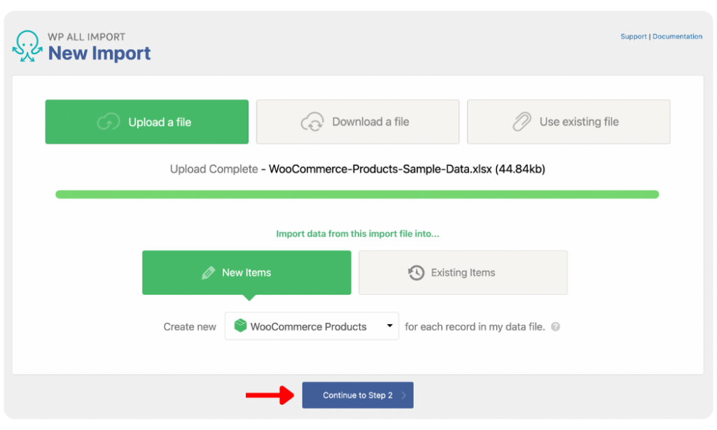 Start new product import