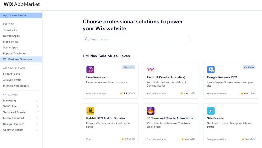 Wix app market