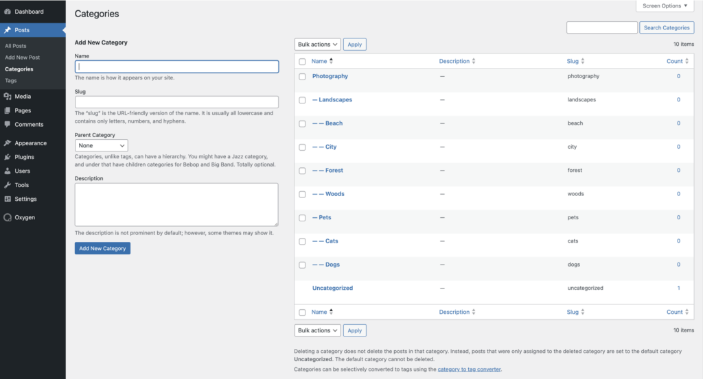 WordPress Post Categories