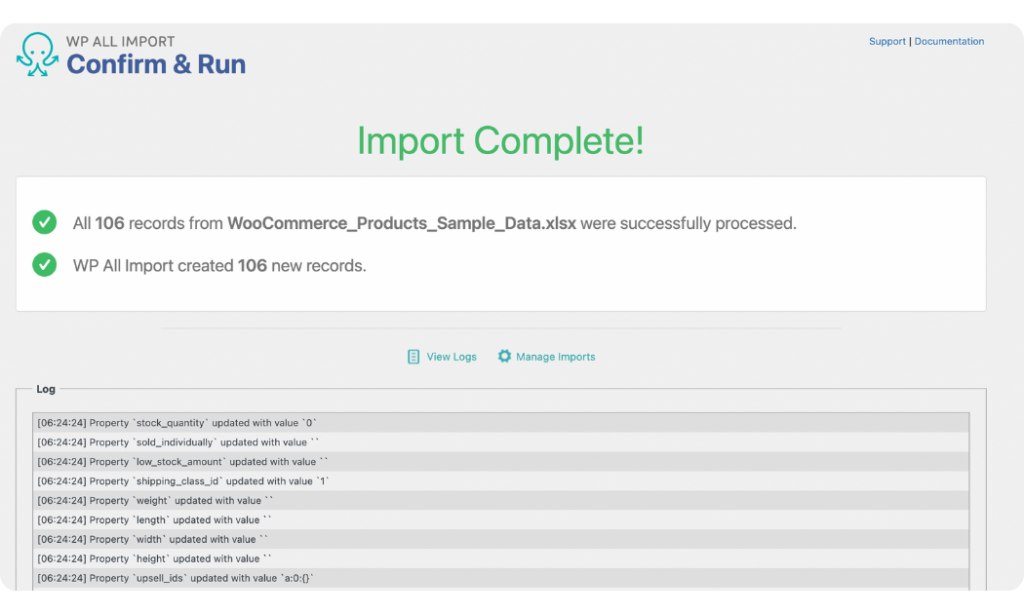 import WooCommerce product with categories complete notification