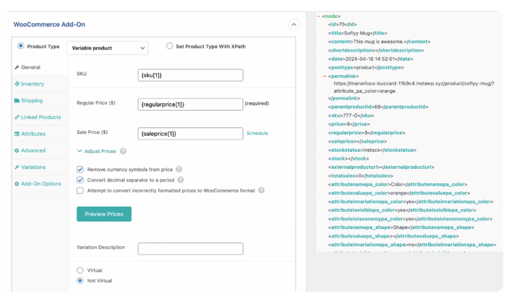 set product type in WP All Import