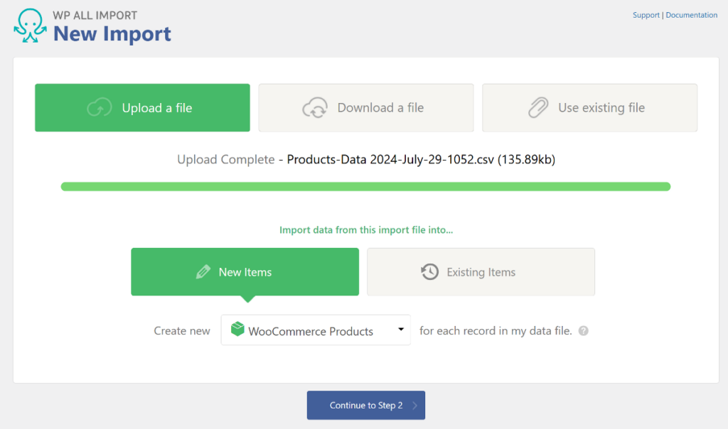 upload product data csv file