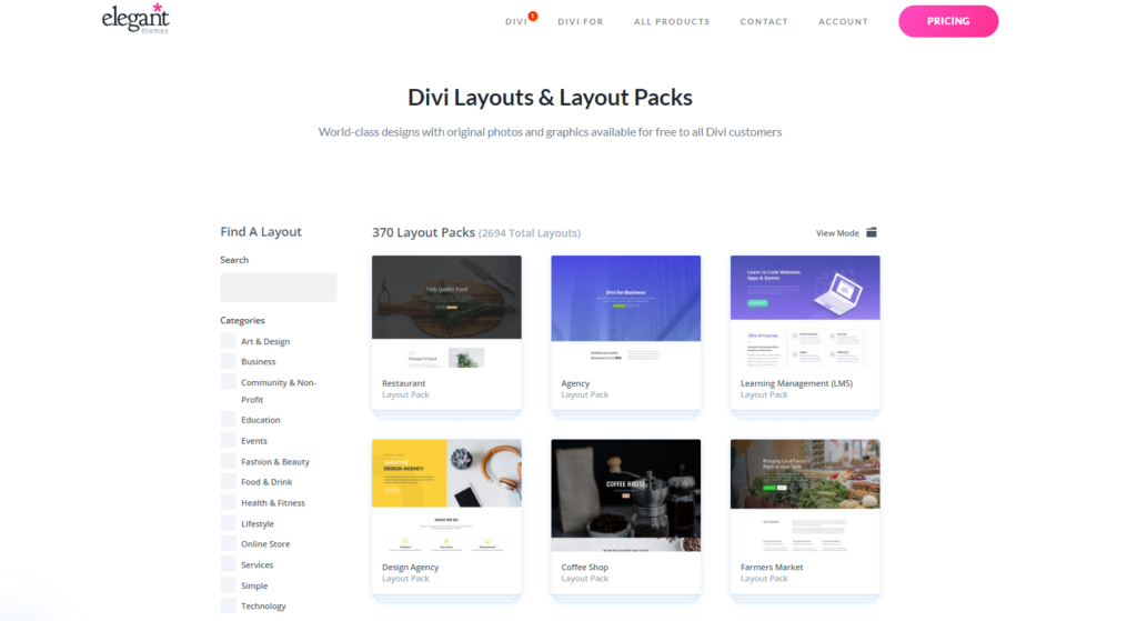 Divi layouts and packs