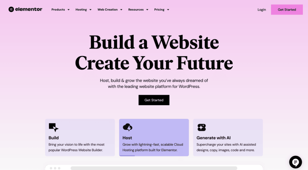 Elementor build a website