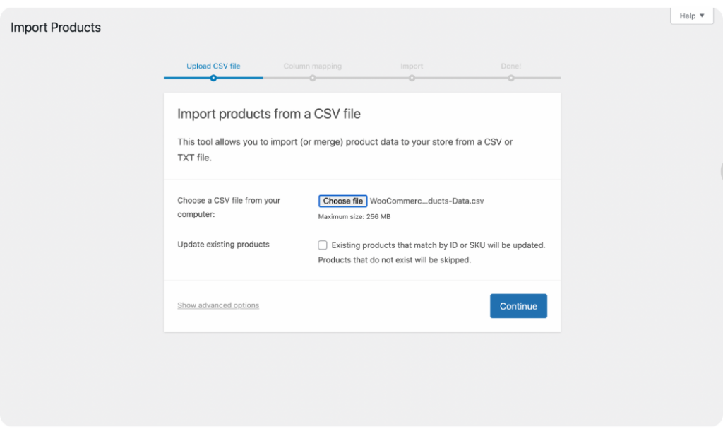 WooCommerce native product importer