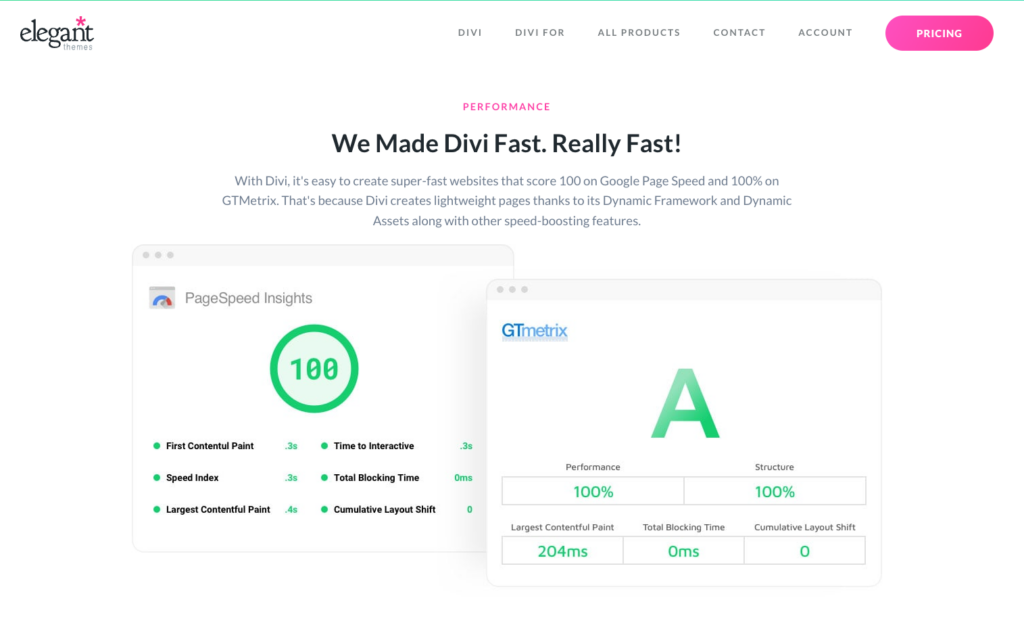 Divi performance