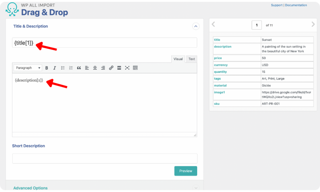 map etsy product data to WooCommerce fields