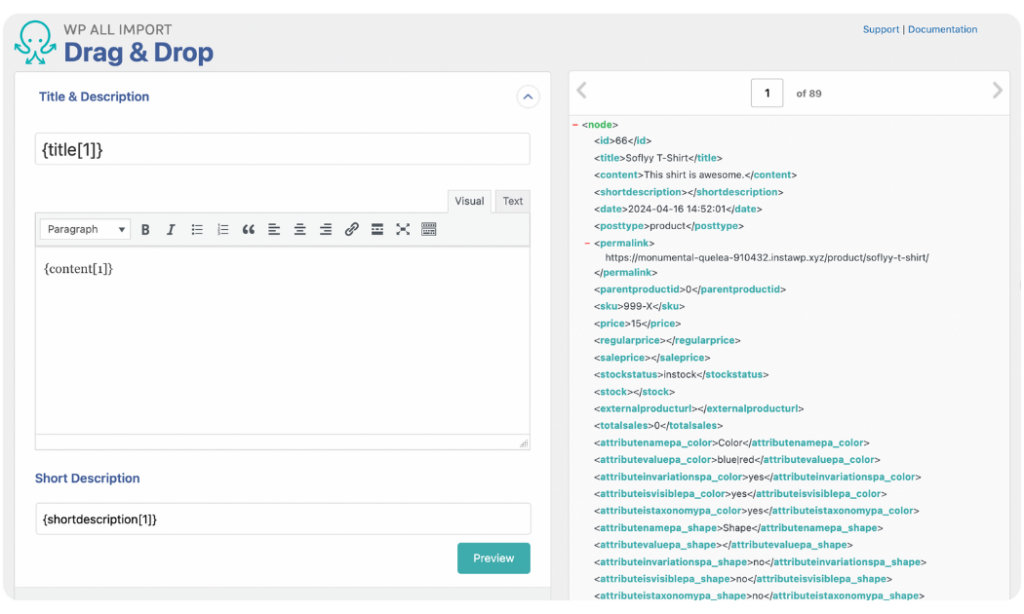 map product data to WooCommerce fields