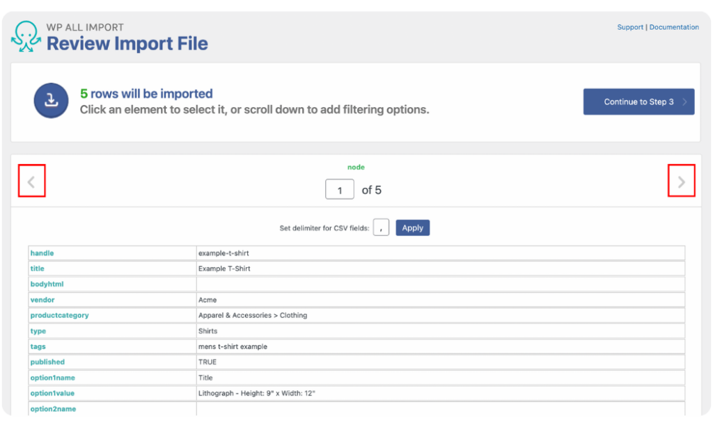 review uploaded shopify data