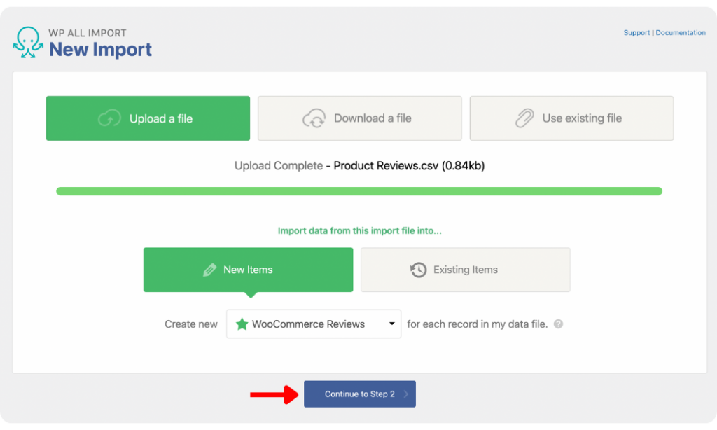 start a new product review import