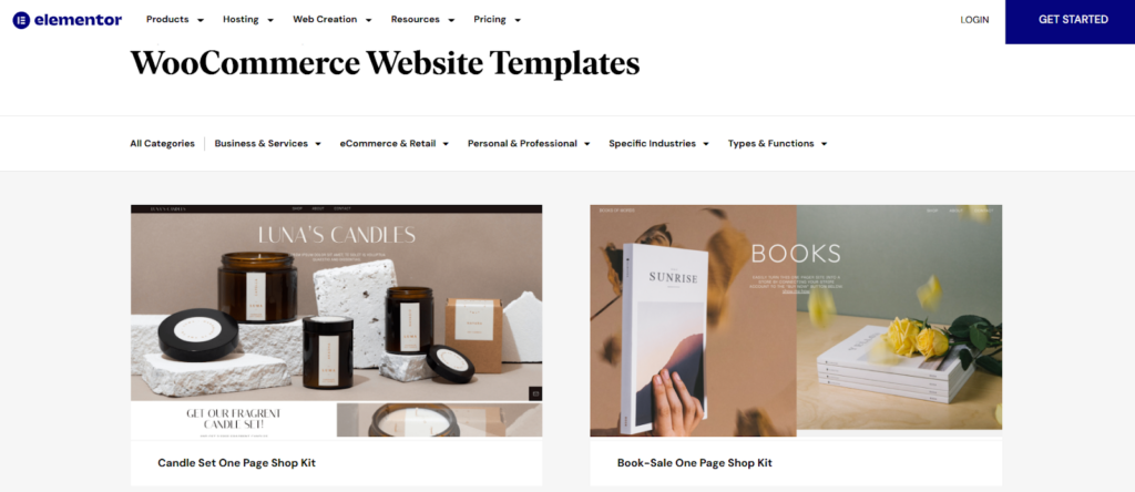 Elementor WooCommerce templates