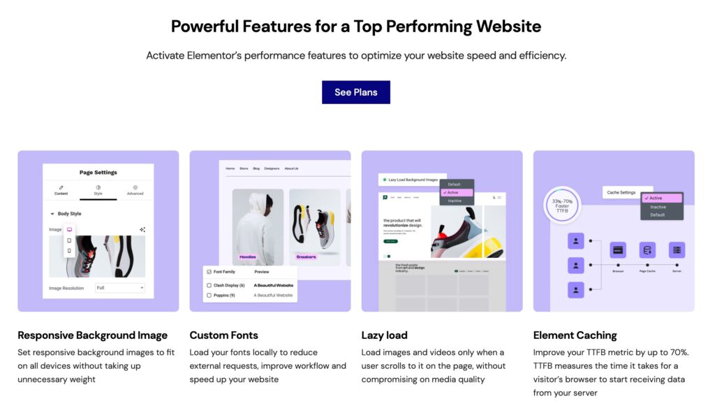 Elementor performance features