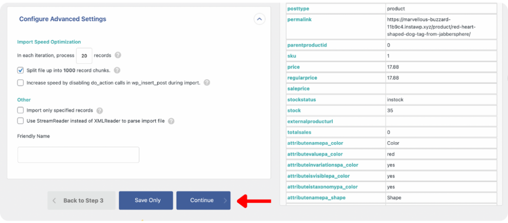 advanced product import settings