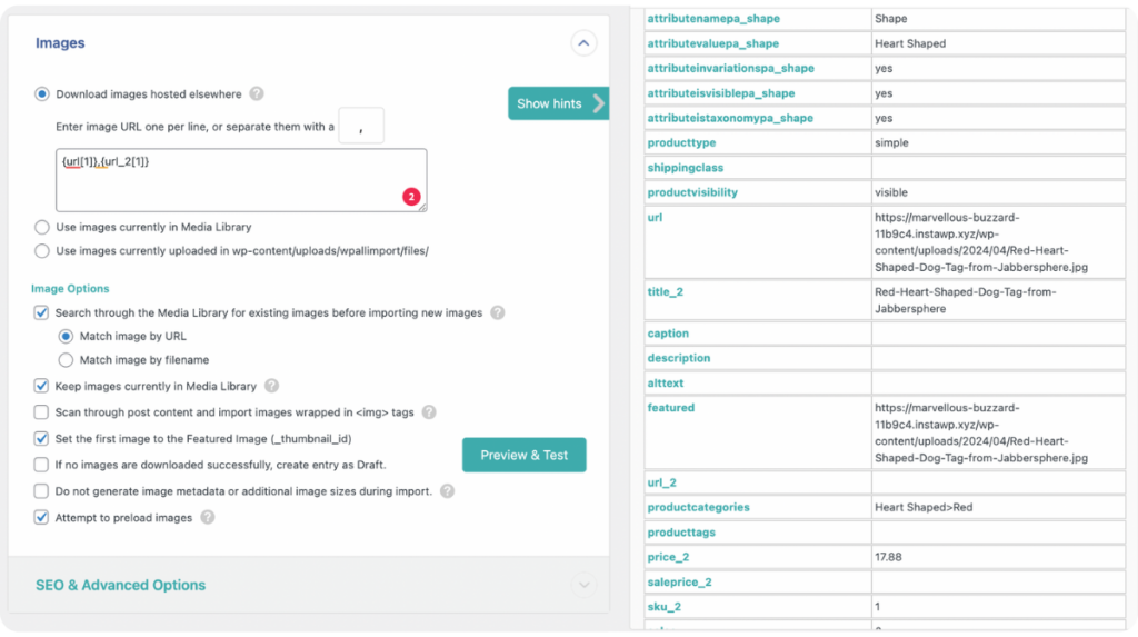 map product image fields in WP All Import