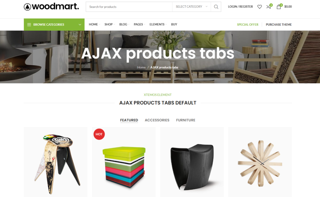 WoodMart AJAX Product filtering